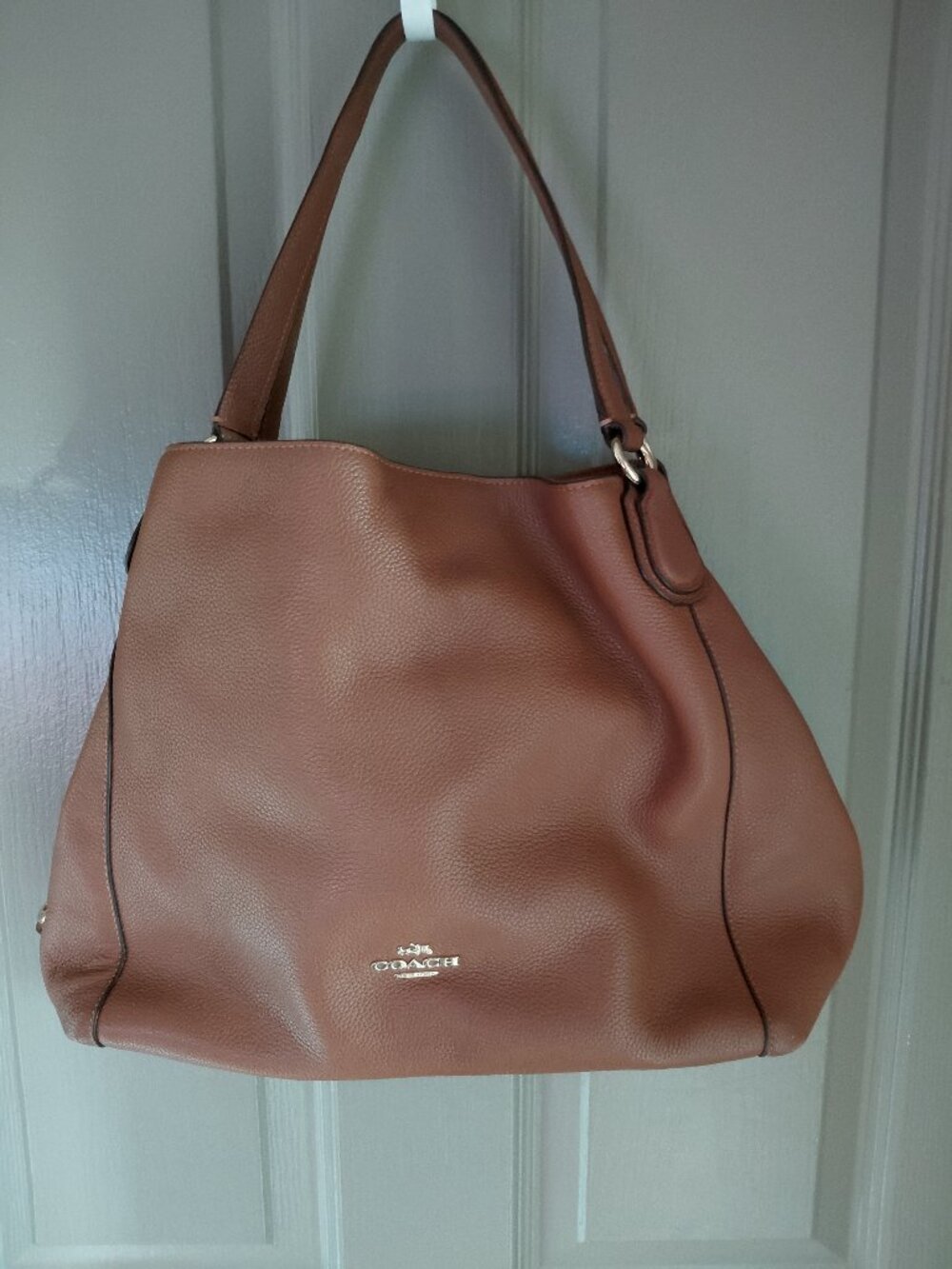 Coach Tan Pebbled Leather Shoulder Bag